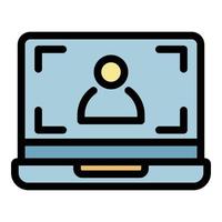 Laptop screen record icon color outline vector