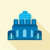 Blue ancient building icon, flat style vector