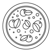 pizza con icono de albahaca, estilo de esquema vector