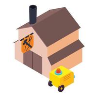 Blacksmith workshop icon isometric vector. Workshop building and welding machine vector