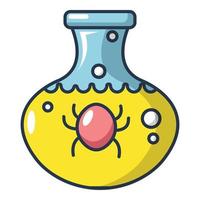 bacterias en un icono de matraz, estilo de dibujos animados vector