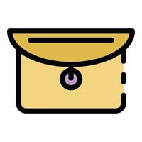 Leather bag icon color outline vector