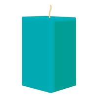 Turquoise rectangular candle icon, cartoon style vector