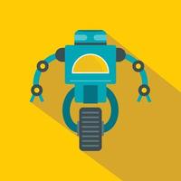 Blue cyborg on wheel icon, flat style vector