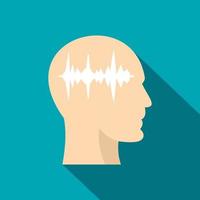 Profile of the head with sound wave inside icon vector