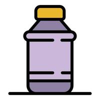 vector de contorno de color de icono de botella médica de plástico