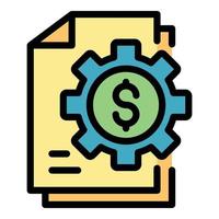 Money credit gear paper icon color outline vector