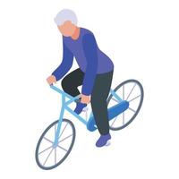 icono de viaje de jubilación en bicicleta vector isométrico. anciano