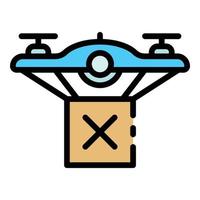 Parcel drone delivery icon color outline vector