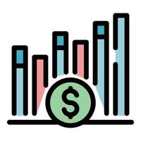 Crisis finance graph chart icon color outline vector