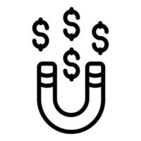 Money income magnet icon outline vector. Passive income vector