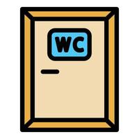 Wc wood door icon color outline vector