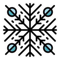 Ornament snowflake icon color outline vector