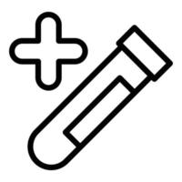 vector de contorno de icono de tubo de análisis de sangre médica. Laboratorio de química