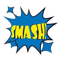 Smash, explosion speech bubble icon, cartoon style vector