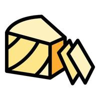 Cheese portion icon color outline vector