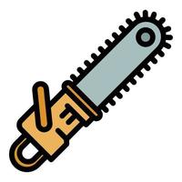 Carpentry chainsaw icon color outline vector