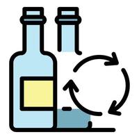 vector de contorno de color de icono de botellas de reciclaje
