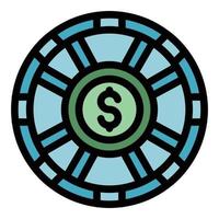 Money wheel icon color outline vector