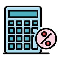 Percent calculator icon color outline vector