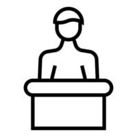 Man speaker icon outline vector. Seminar presentation vector