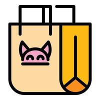 Cat device icon color outline vector