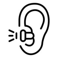 vector de contorno de icono de tapones para los oídos de fábrica. escucha oído