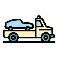 Car tow truck icon color outline vector