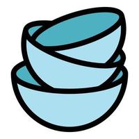 Bowl stack icon color outline vector