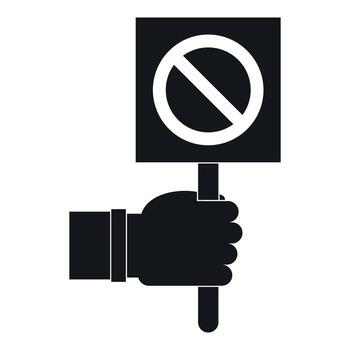 Hand showing stop signboard icon, simple style vector