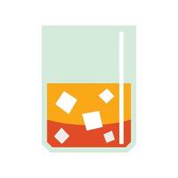 Glass of scotch whiskey and ice icon, flat style vector