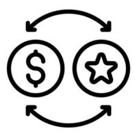 vector de contorno de icono de cambio de recompensa. programa de clientes