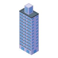 vector isométrico del icono del edificio de varios pisos de la ciudad. bloque de casa