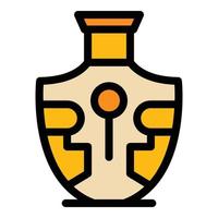 Pot amphora icon color outline vector