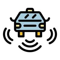 Driverless car taxi icon color outline vector