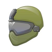 Tactical helmet icon, cartoon style vector
