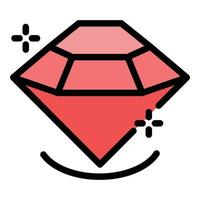 Gem diamond icon color outline vector