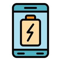 Smartphone charging icon color outline vector