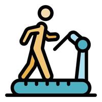 Workout senior treadmill icon color outline vector