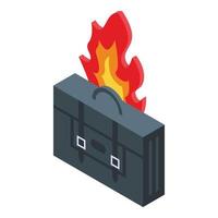 Fired briefcase icon isometric vector. Rush work vector