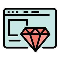 Diamond web design icon color outline vector