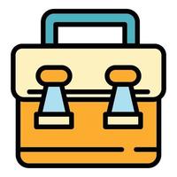 Manager suitcase icon color outline vector