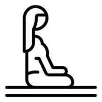 vector de contorno de icono de meditación de niña. yoga mujer