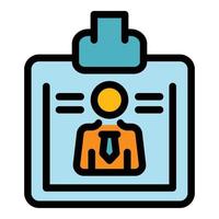 Worker badge icon color outline vector