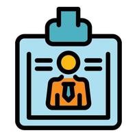 Worker badge icon color outline vector