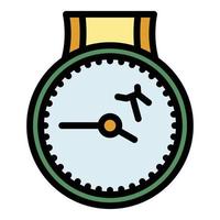 vector de esquema de color de icono de reloj mecánico crack