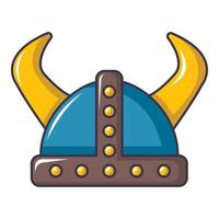 Swedish viking helmet icon, cartoon style vector