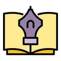 Ink pen notebook icon color outline vector
