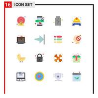 Modern Set of 16 Flat Colors and symbols such as brownie labour badge ecology helmet hard Editable Pack of Creative Vector Design Elements