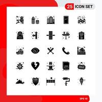 25 Thematic Vector Solid Glyphs and Editable Symbols of samsung mobile architect smart phone construction Editable Vector Design Elements